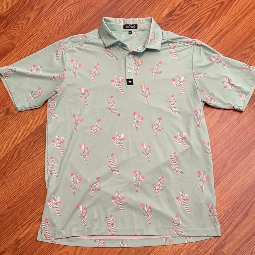 Bad Birdie Mint Cactus Polo Shirt